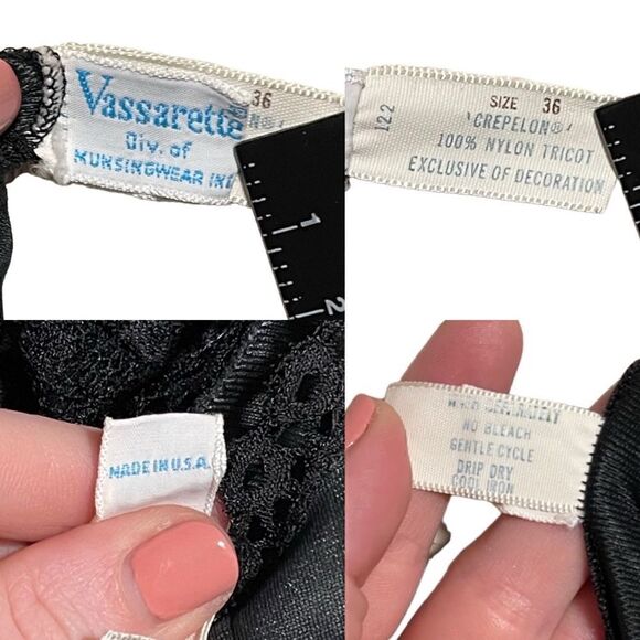 Vintage VASSARETTE- Black Full Length Nightgown with Front Slit, USA, Size 36 - Picture 3 of 9